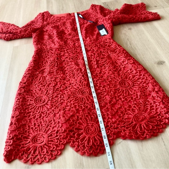 NWT Anthropologie Plenty Tracy Reese Red Scalloped Hem 3/4 Sleeve Dress size 6 - Picture 9 of 14